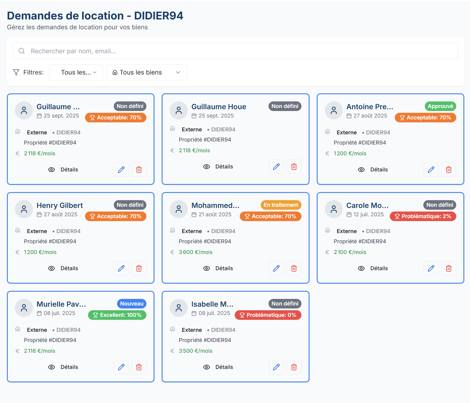 Toutes vos candidatures classées par score