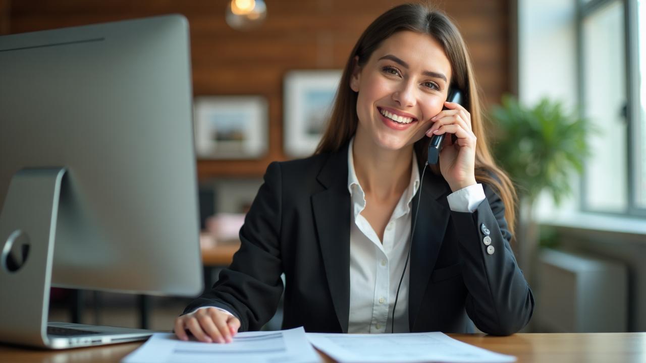 Agent immobilier au téléphone avec un client